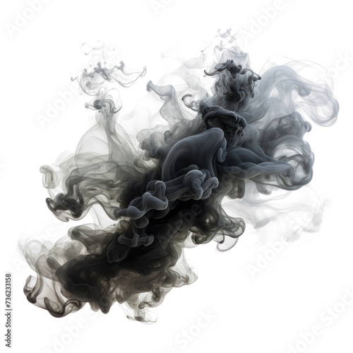 Abstract flying gray smoke cloud, a soft Smoke explode cloudy on transparent png. 