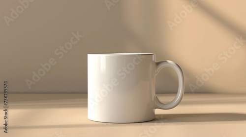 White Coffee Mug Mockup with Soft Shadows and Subtle Highlights