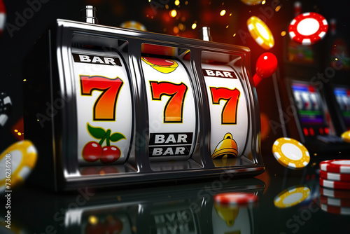 casino slot machine displaying triple sevens 777