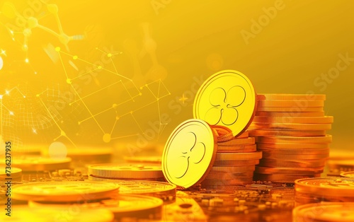 Internet coins cryptocurrency with gold background