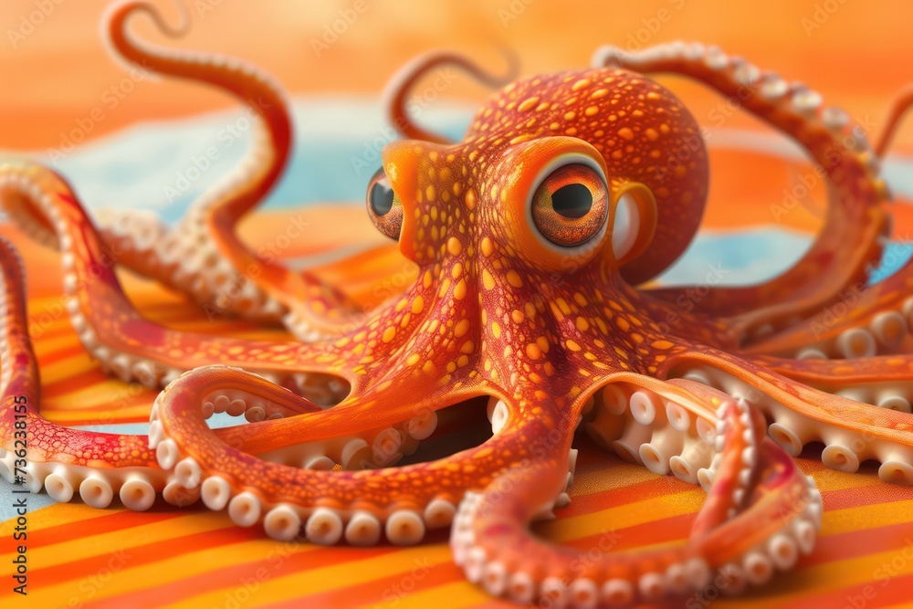 orange octopus with big eyes and large legs orange octopus with big eyes and large legs