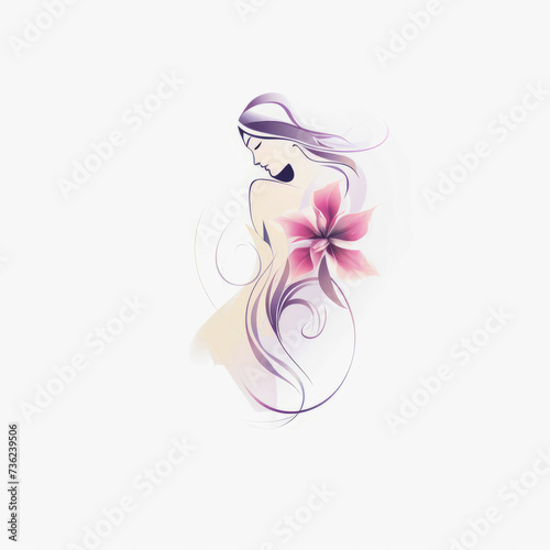 Illustration of a woman wearing a flower in her hand