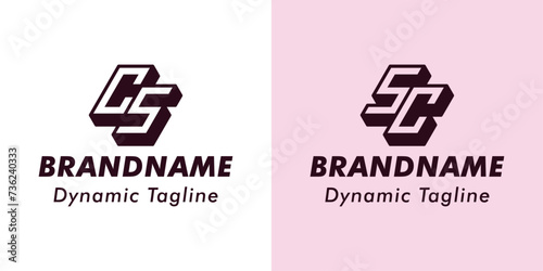 Letters CS and SC 3D Monogram Logo, Suitable for business with CS or SC initials
