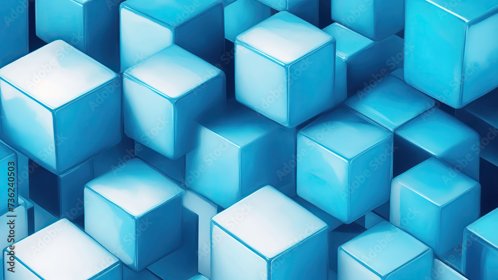 Abstract Cyan cubes background Abstract Cyan cubes background