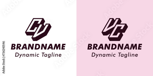 Letters CV and VC 3D Monogram Logo, Suitable for business with CV or VC initials
