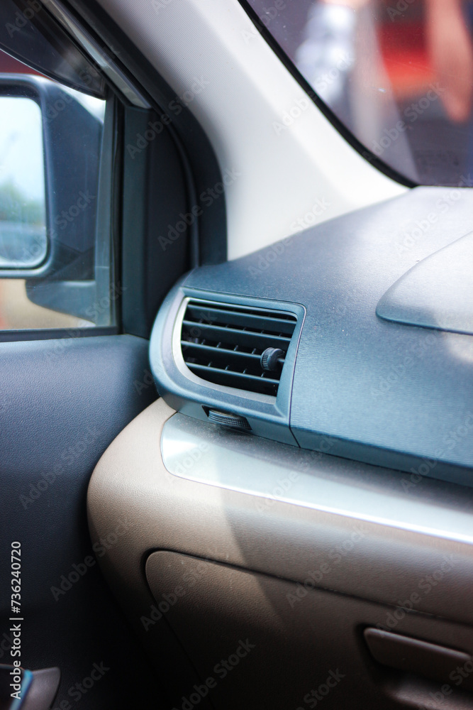 The cooling system in the car. car air conditioner, fresh air is coming out, air conditioning system