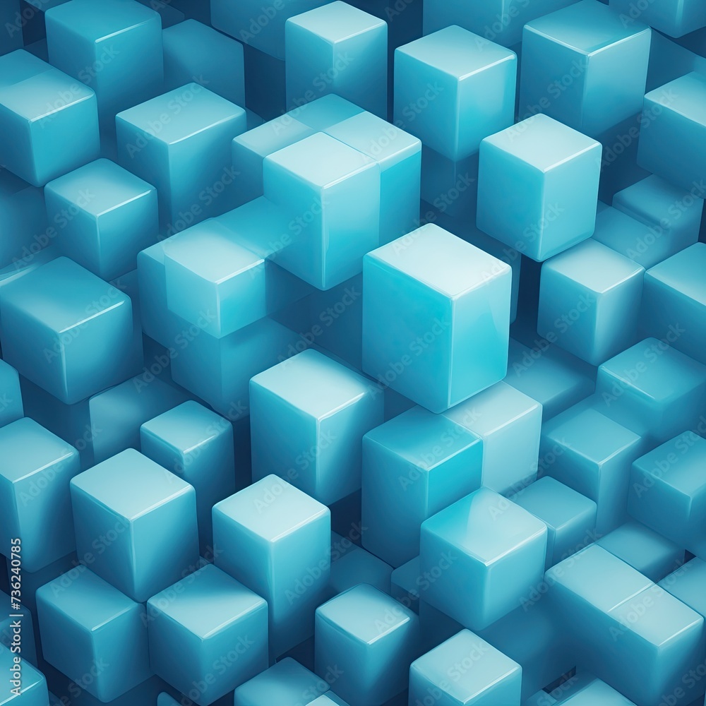 Abstract Cyan cubes background Abstract Cyan cubes background