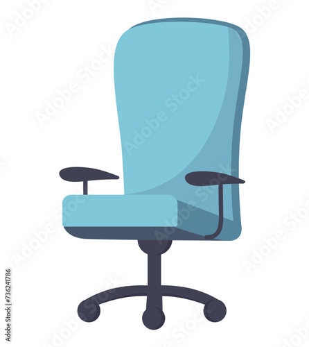 Office furniture of colorful set. This illustration brings a sense of fun and cheerfulness to a classic chair against a bright white background. Vector illustration.