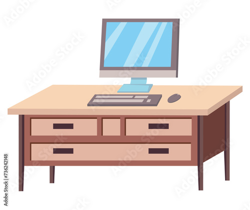 Office furniture of colorful set. This illustration showcases a playful lamp, combining artistic flair with functionality against a pristine white background. Vector illustration.