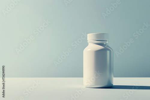white pharmaceutical drug bottle empty a tablet from  photo