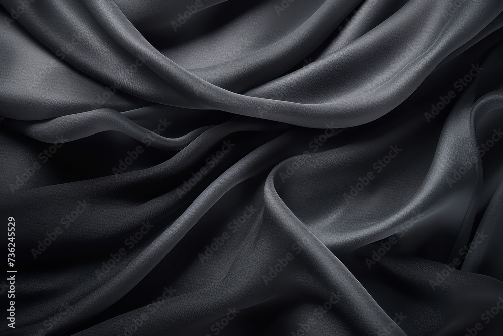 Obraz premium Processed collage of smooth elegant wavy deep black silk cloth fabric material texture. Background