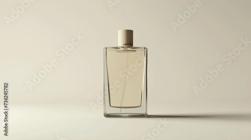 A blank bottle of perfume standing upright on a white background.