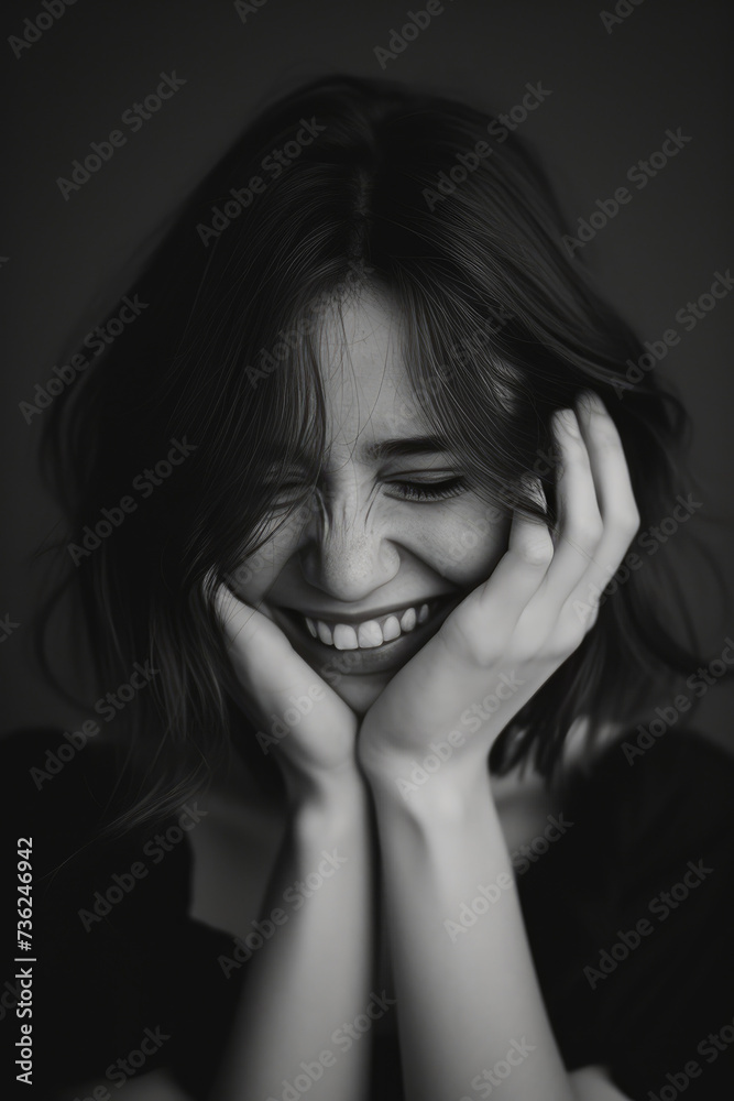 Subtle Radiance: A Grinning Brunette's Muted Glow Subtle Radiance: A Grinning Brunette's Muted Glow