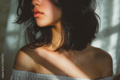 Sensual Torso of a Black-Haired Lady