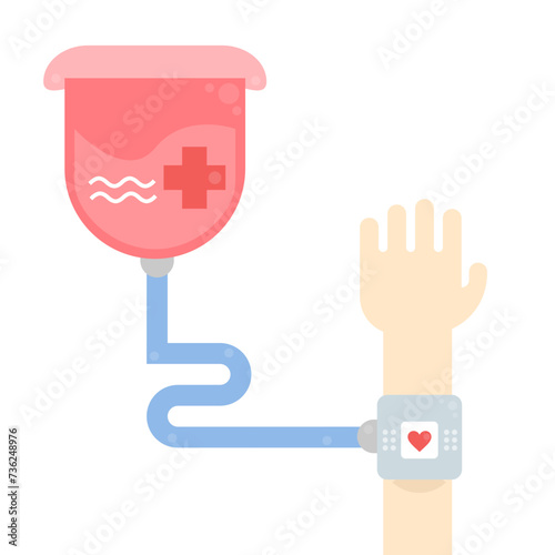 World blood donor day. Heart blood donation for patients. Blood bag Illustration vector