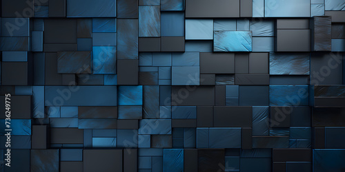 Abstract Blue 3D Geometric Shapes Background
