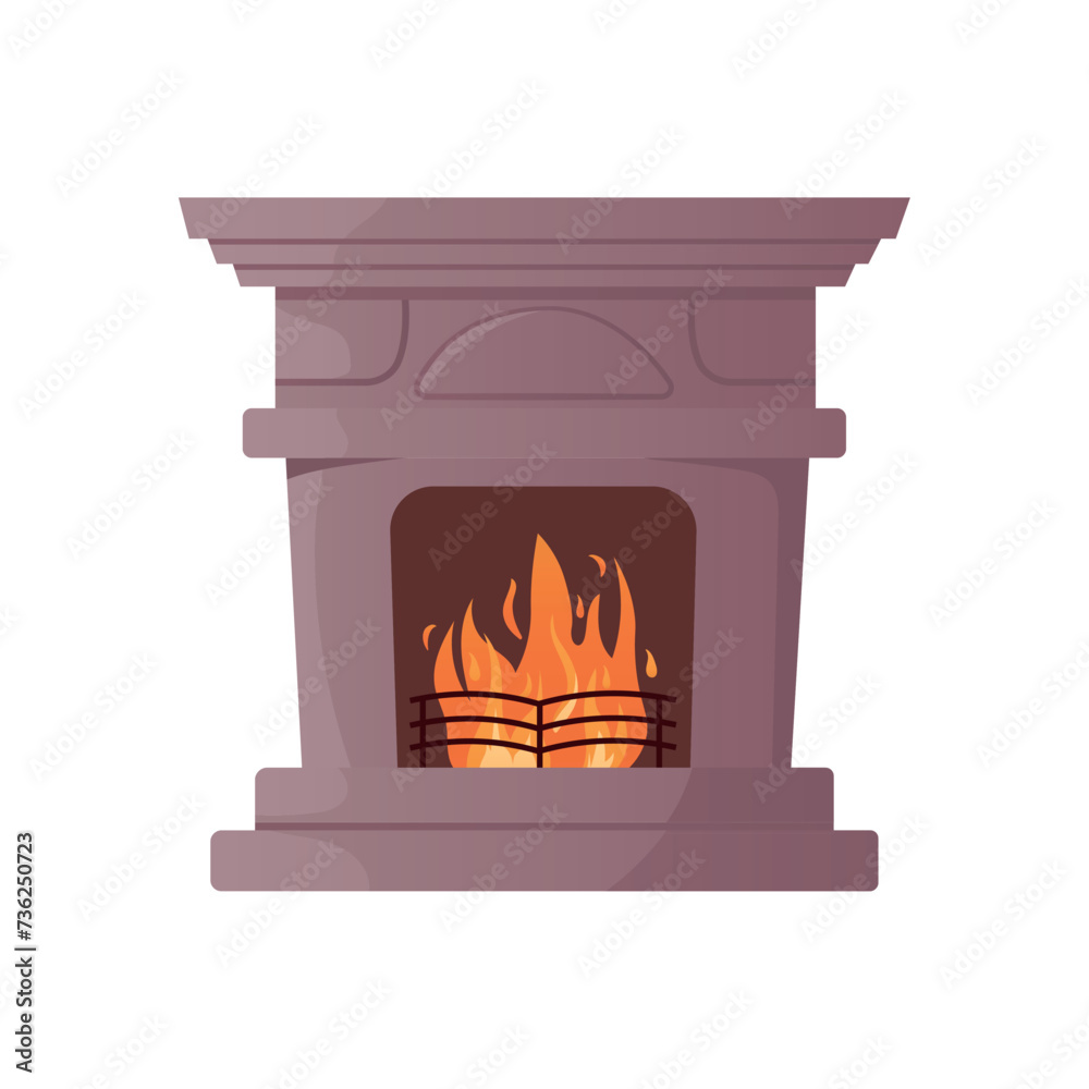 Fireplace of colorful set. This luxurious fireplace blends intricate design elements with a touch of cartoon design, perfect for an elegant interior setting. Vector illustration. Fireplace of colorful set. This luxurious fireplace blends intricate design elements with a touch of cartoon design, perfect for an elegant interior setting. Vector illustration.