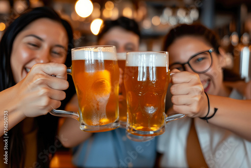 Happy Hour Delight: Friends Toasting with Beer
