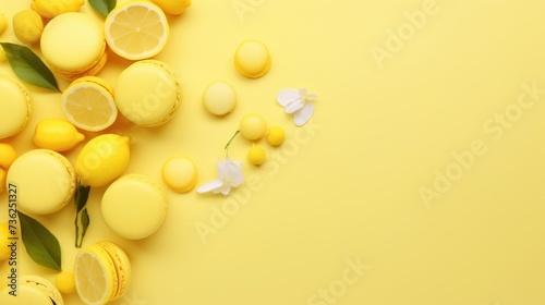 Lemon Yellow Background with macarons