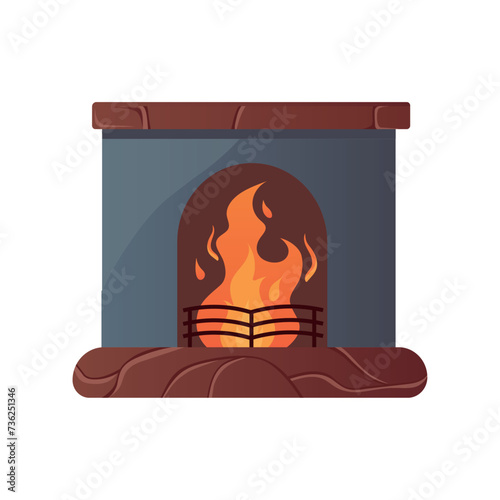 Fireplace of colorful set. This illustration captures the essence of luxury with its meticulously crafted fireplace design, enhanced by subtle cartoon elements. Vector illustration.