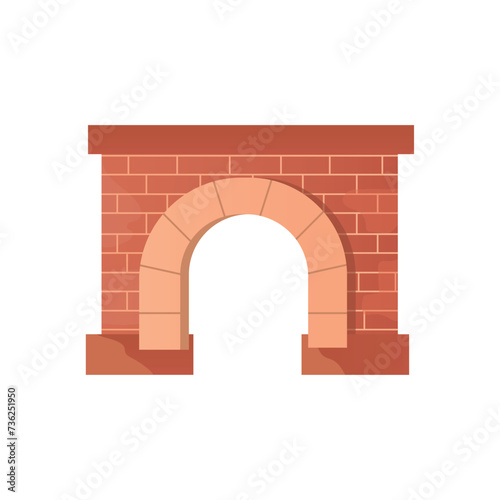 Fireplace of colorful set. In this artwork, the fireplace is portrayed in a luxurious style, combining exquisite illustration and refined brick design. Vector illustration.