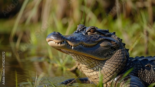 American alligator, in american swamp