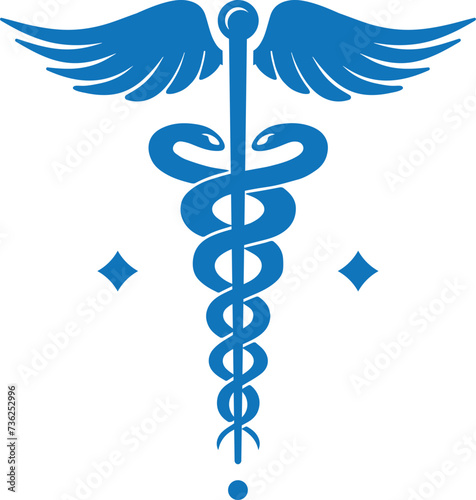 Caduceus snake icons set. Medical snake logo on white background. Vector Illustration. Vector Graphic.