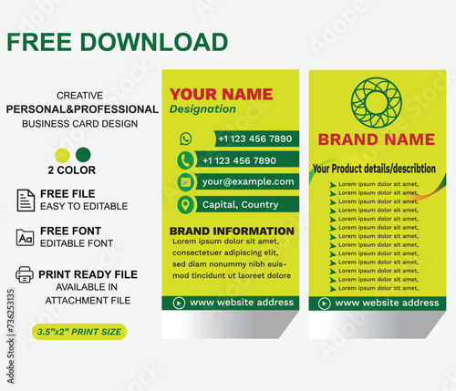 Modern and creative Professional Business Card design Layout template
 photo