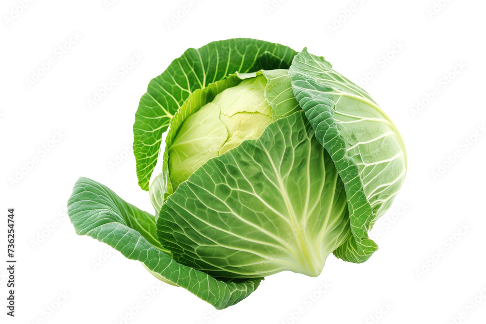 Fototapeta premium Green cabbage head isolated