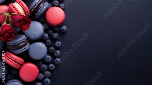 Navy Blue Background with macarons.