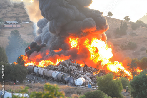 Flames of Disaster: Train Derailment, Chemicals Ignite