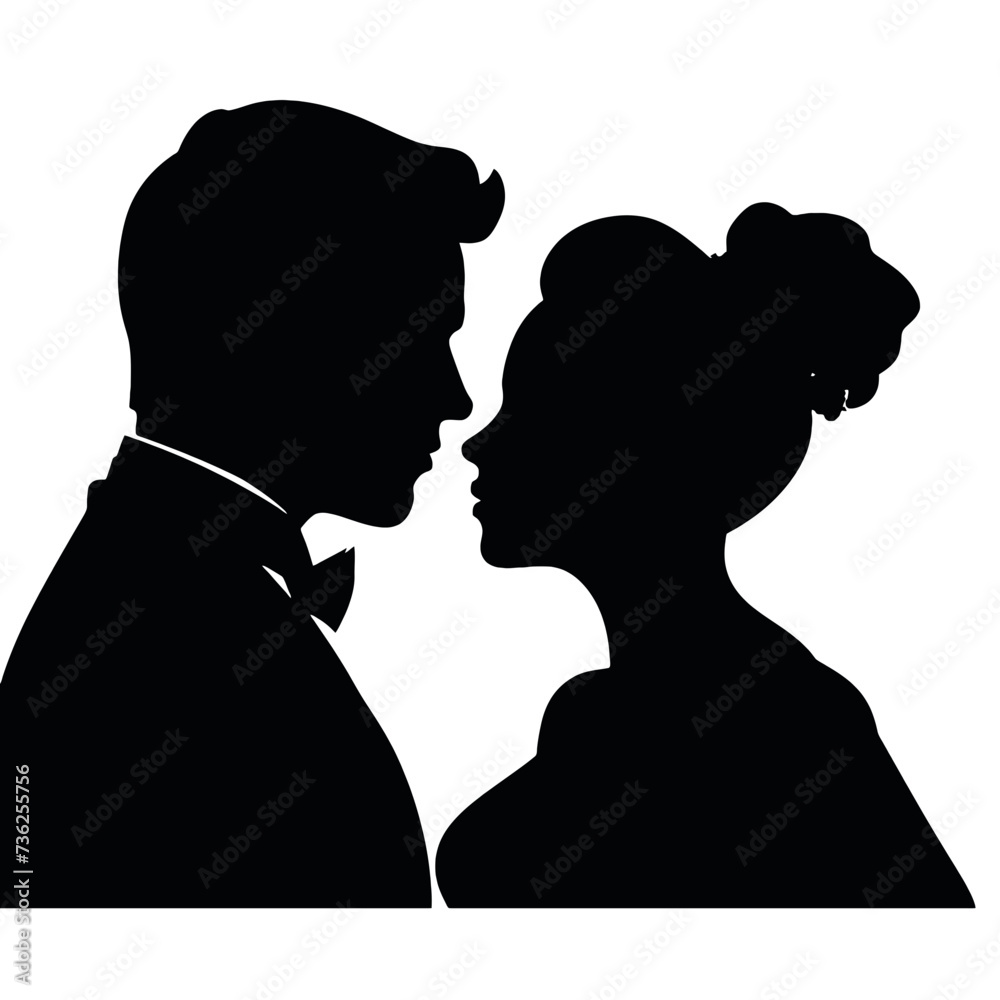 bride and groom silhouette 