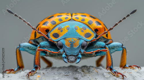 Capturing the intricate beauty and often overlooked world of a pest, a stunning macro photograph reveals the delicate details of an invertebrate beetle, showcasing the resilience and complexity of th photo