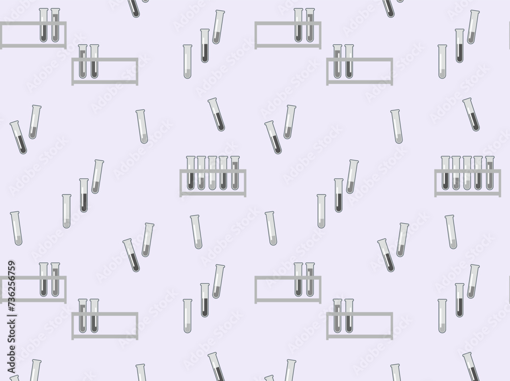 Seamless pattern of Test tubes with colorful liquids  Chemical equipment for experiments. Vector illustration in a flat doodle style.