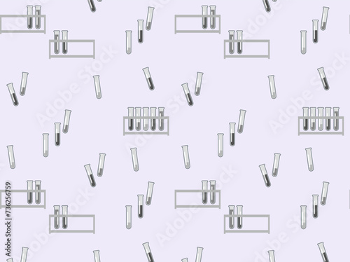 Seamless pattern of Test tubes with colorful liquids Chemical equipment for experiments. Vector illustration in a flat doodle style.