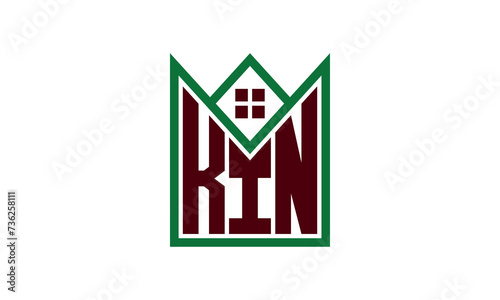 KIN initial letter real estate builders logo design vector. construction ,housing, home marker, property, building, apartment, flat, compartment, business, corporate, house rent, rental, commercial