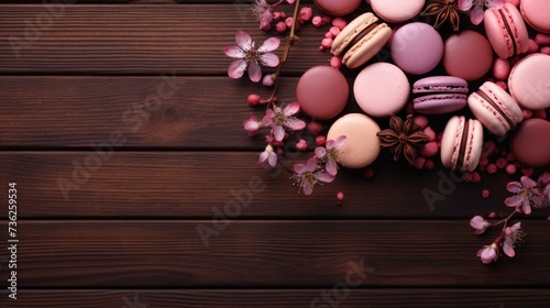 Rosewood Background with macarons