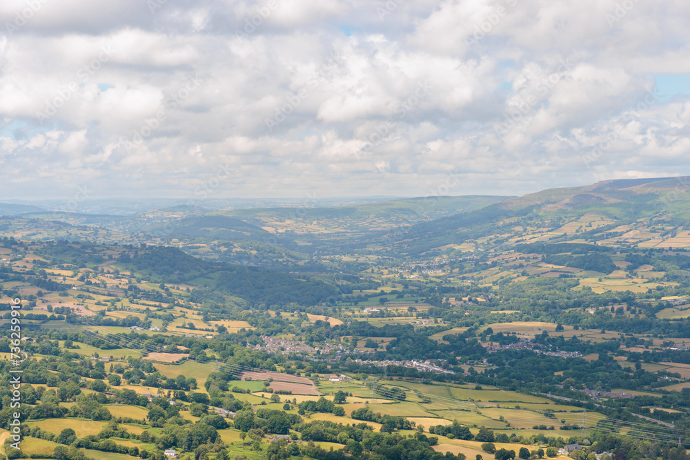 Amazing landscape view of Abergavenny, Monmouthshire, Wales, England