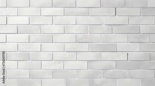 Simple white brick wall with light gray shadows seamless pattern surface texture background in banner panorama wide format