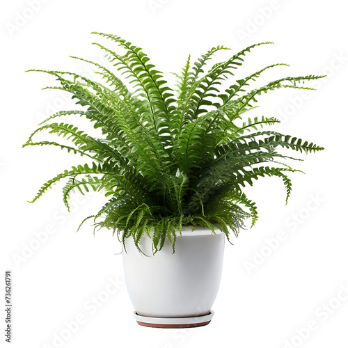 Isolated Boston Fern without Background Interruptions
