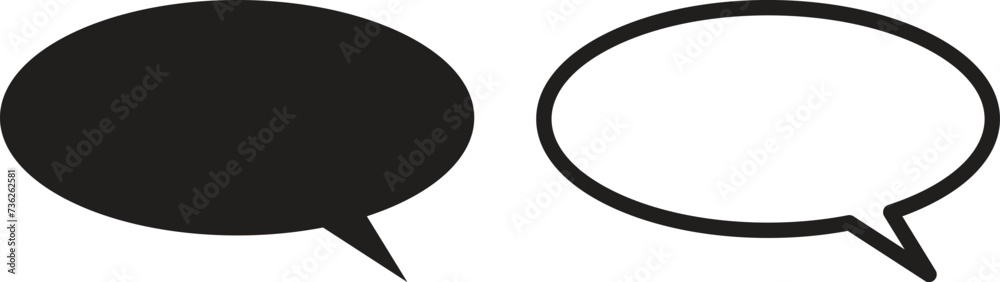 oval speech bubble icon set in two styles isolated on white background . Vector illustration oval speech bubble icon set in two styles isolated on white background . Vector illustration