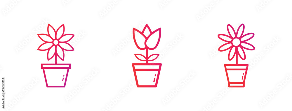 Flower pot Icon. Flower pot Gradient Icon Symbol Vector Illustration Flower pot Icon. Flower pot Gradient Icon Symbol Vector Illustration