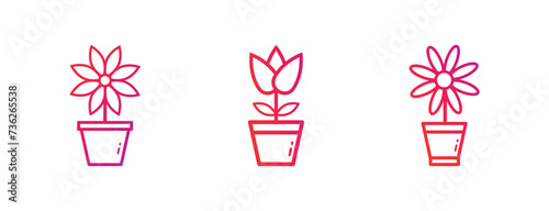 Flower pot Icon. Flower pot Gradient Icon Symbol Vector Illustration