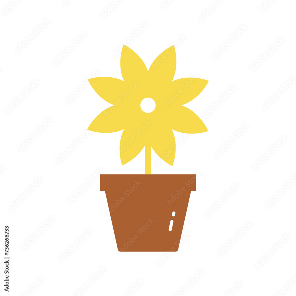 Flower pot Icon. Flower pot Flat Icon Symbol Vector Illustration