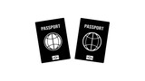passport emblem, black isolated silhouette