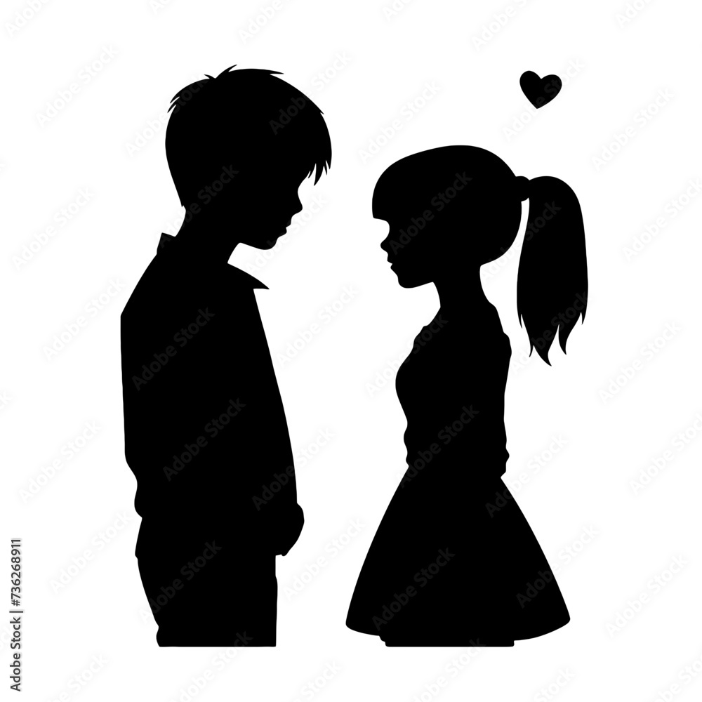 boy and girl in love silhouette