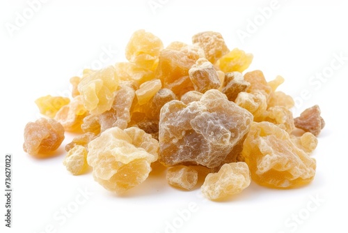 Aromatic resin derived from frankincense or olibanum used in incense and perfumes photo
