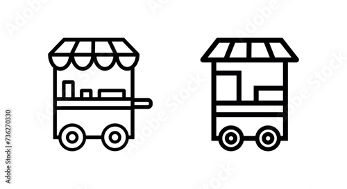 Food Cart Icon. Lineal Style Food Cart Outline Icon Vector Illustration