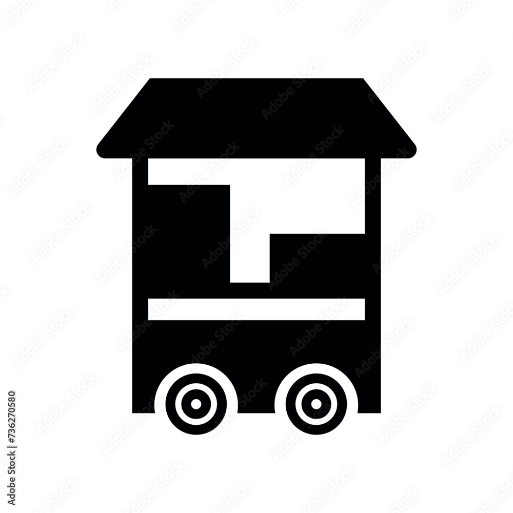Food Cart Icon. Glyph Style Food Cart Fill Icon Vector Illustration Food Cart Icon. Glyph Style Food Cart Fill Icon Vector Illustration