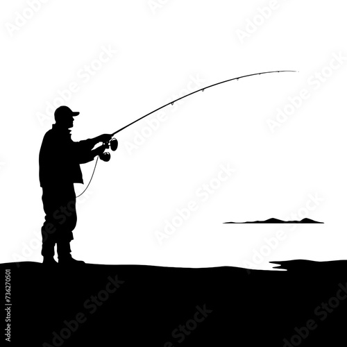 silhouette of a fisherman